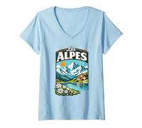 Mujer Les Alpes Francia Alpes Franceses Vintage Chamonix Annecy Camiseta Cuello V