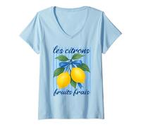 Mujer Les citrons Limones Franceses Estética Coqueta Verano Vintage Camiseta Cuello V