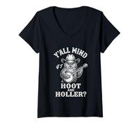 Mujer ¿Les Importa si Hoot & holer? -Divertido búho Diciendo música Country Camiseta Cuello V