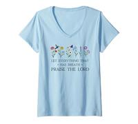Mujer Let Everything That Has Breath Praise The Lord Christian God Camiseta Cuello V