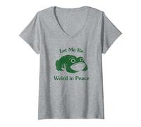 Mujer Let Me Be Weird in Peace Funny Frog Ironic Graphic Camiseta Cuello V