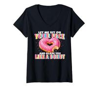 Mujer Let Me Sit On Your Face Glazed Donut Inappropriate Women Men Camiseta Cuello V