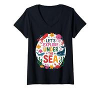 Mujer Let’s Explore Under The Sea Cute Ocean Animals Design Camiseta Cuello V