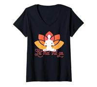 Mujer Let That Shit Go Funny Yoga Meme Meditación Camiseta Cuello V