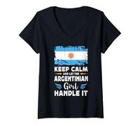 Mujer Let The Argentinian Girl Handle it Argentina Flag Camiseta Cuello V