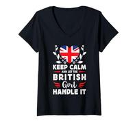 Mujer Let The British Girl Handle it UK Flag Camiseta Cuello V