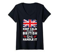 Mujer Let The British Girl Handle it UK Flag Camiseta Cuello V