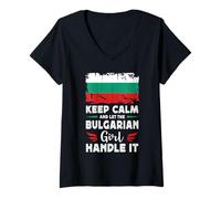 Mujer Let The Bulgarian Girl Handle it Bulgaria Flag Camiseta Cuello V