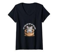 Mujer Let The Cat Out Of The Bag Idiom Expression Sarcasm ------- Camiseta Cuello V