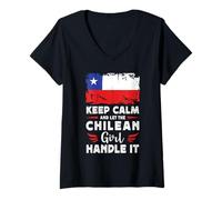 Mujer Let The Chilean Girl Handle it Chile Flag Camiseta Cuello V