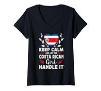 Mujer Let The Costa Rican Girl Handle it Costa Rica Flag Camiseta Cuello V