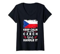 Mujer Let The Czech Girl Handle it Czech Republic Flag Camiseta Cuello V