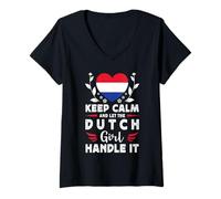Mujer Let The Dutch Girl Handle it Netherlands Flag Camiseta Cuello V