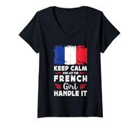 Mujer Let The French Girl Handle it France Flag Camiseta Cuello V