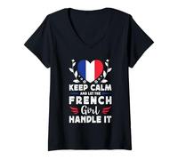 Mujer Let The French Girl Handle it France Flag Camiseta Cuello V