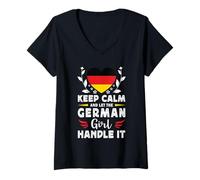 Mujer Let The German Girl Handle it Germany Flag Camiseta Cuello V