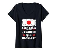 Mujer Let The Japanese Girl Handle it Japan Flag Camiseta Cuello V