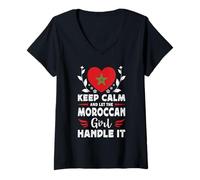 Mujer Let The Moroccan Girl Handle it Morocco Flag Camiseta Cuello V