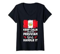 Mujer Let The Peruvian Girl Handle it Peru Flag Camiseta Cuello V