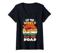 Mujer Let The World Hear Your Roar Garudimimus Dinsosaur Lovers Camiseta Cuello V