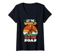 Mujer Let The World Hear Your Roar Nothronychus Dinsosaur Lovers Camiseta Cuello V