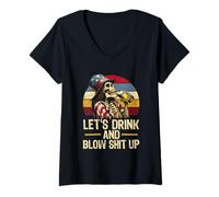 Mujer Let us Drink and Blow Shit-Up - Funny USA America 4 de julio Camiseta Cuello V