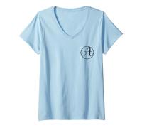 Mujer Letra A Redondo Monograma Inicial tipografía Regalo Camiseta Cuello V