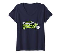 Mujer Letra de Hello To Oblivion Super Heroes Riff Raff Magenta Camiseta Cuello V
