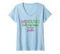 Mujer Letra de MINSUNG Hold My Hand in Our Youth Whatevership Skz Camiseta Cuello V