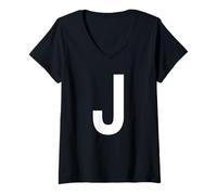 Mujer Letra J en Negrita - Creador de Palabras Personalizado para Palabras Personalizadas Camiseta Cuello V