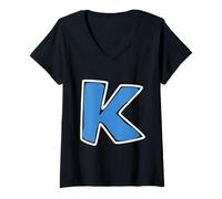 Mujer Letra K Alfabeto a Camiseta Cuello V