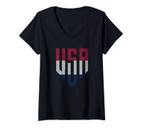 Mujer Letra patriótica de Puntos de EE. UU. Camiseta Cuello V