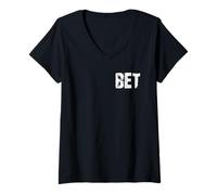 Mujer Letra pequeña de apuesta Camiseta Cuello V