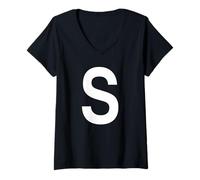 Mujer Letra S en Negrita - Creador de Palabras Personalizado para Palabras Personalizadas Camiseta Cuello V