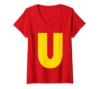 Mujer Letra U Ardilla Grupo A Juego Disfraz De Halloween Cosplay Camiseta Cuello V