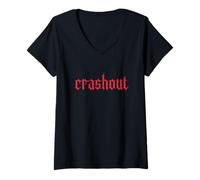 Mujer Letras góticas Crashout | Ropa Urbana atrevida para los Rebeldes Camiseta Cuello V