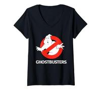 Mujer Letrero clásico con el Logotipo de Los Cazafantasmas de 1984 para fanáticos del Cine Retro de los 80 Camiseta Cuello V