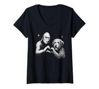 Mujer Letrero con Forma de corazón de Perro Lobo irlandés, Bigfoot, Sasquatch, Amante de los Perros Camiseta Cuello V