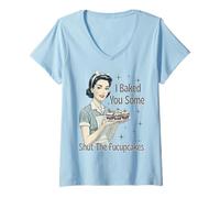 Mujer Letrero de camisa "I Baked You Some Shut The Fucupcakes" Camiseta Cuello V
