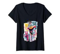 Mujer Letrero gráfico con diseño gráfico de Personajes Pop de Flamingo Peace Graffiti Camiseta Cuello V
