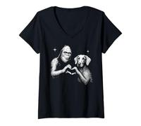 Mujer Letrero Weimaraner Bigfoot con Forma de corazón con Forma de corazón para Perros Camiseta Cuello V