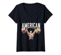 Mujer Letreros divertidos de Estados Unidos para estadounidenses orgullosos y amantes de Estados Unidos Camiseta Cuello V