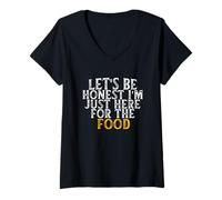 Mujer Let's Be Honest I'm Just Here For The Food Camiseta Cuello V