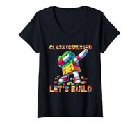 Mujer Let's Build Funny Blocks Bricks Toy Lovers Master Builder Camiseta Cuello V