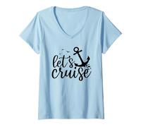 Mujer Let's Cruise Hombres Mujeres Niños Vacaciones Familia Crucero a juego Camiseta Cuello V