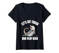 Mujer Let's Eat Trash and Play Dead Opossum Camiseta Cuello V