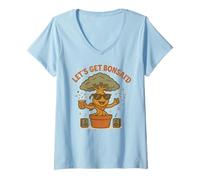 Mujer Let's Get Bonsai'd Retro Tree Party Design Camiseta Cuello V