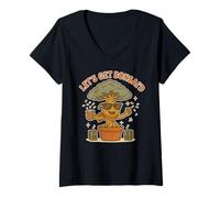 Mujer Let's Get Bonsai'd Retro Tree Party Design Camiseta Cuello V