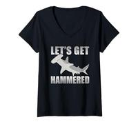 Mujer Let's Get Hammered Hammerhead Sharks Event Week Lovers Camiseta Cuello V