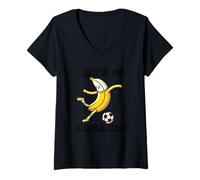 Mujer Let's Go Bananas Futbolista Fútbol Banana Camiseta Cuello V